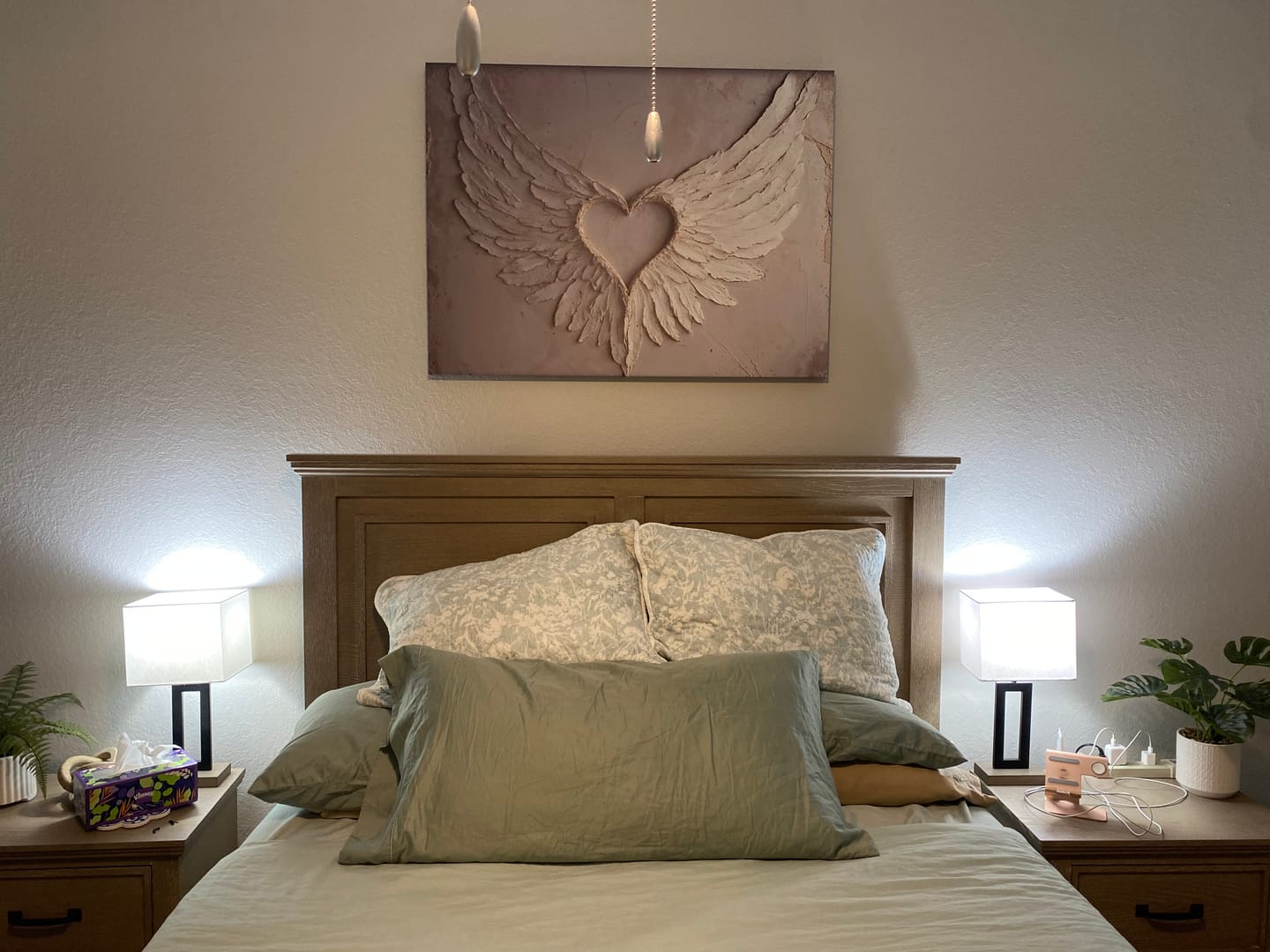Customer photo review of Angel Wings Wall Art – Heart Shaped Wing Design for Bedroom & Living Room Décor