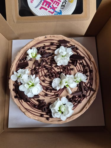 Customer photo review of double chocolate cake