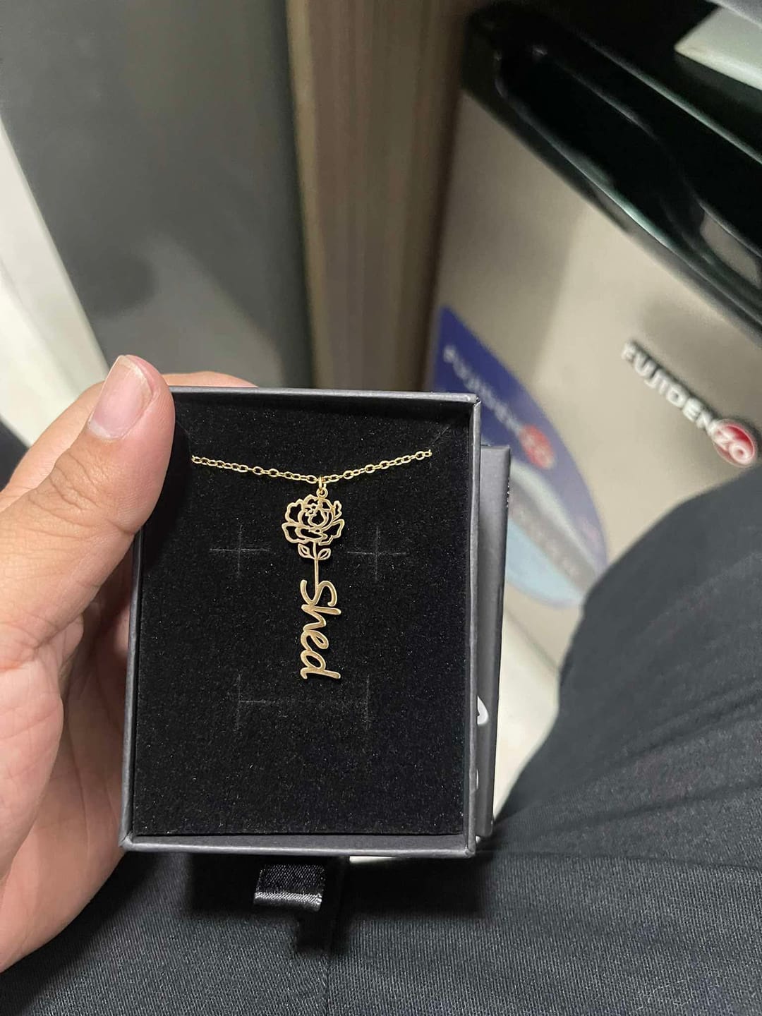 Customer photo review of Flower Month Name Necklace (Limited Edition Until Today Only)
