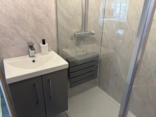 Customer photo review of Nuie Arno 500mm Wall Hung 2-Door Vanity & Basin 3 - Satin Grey
