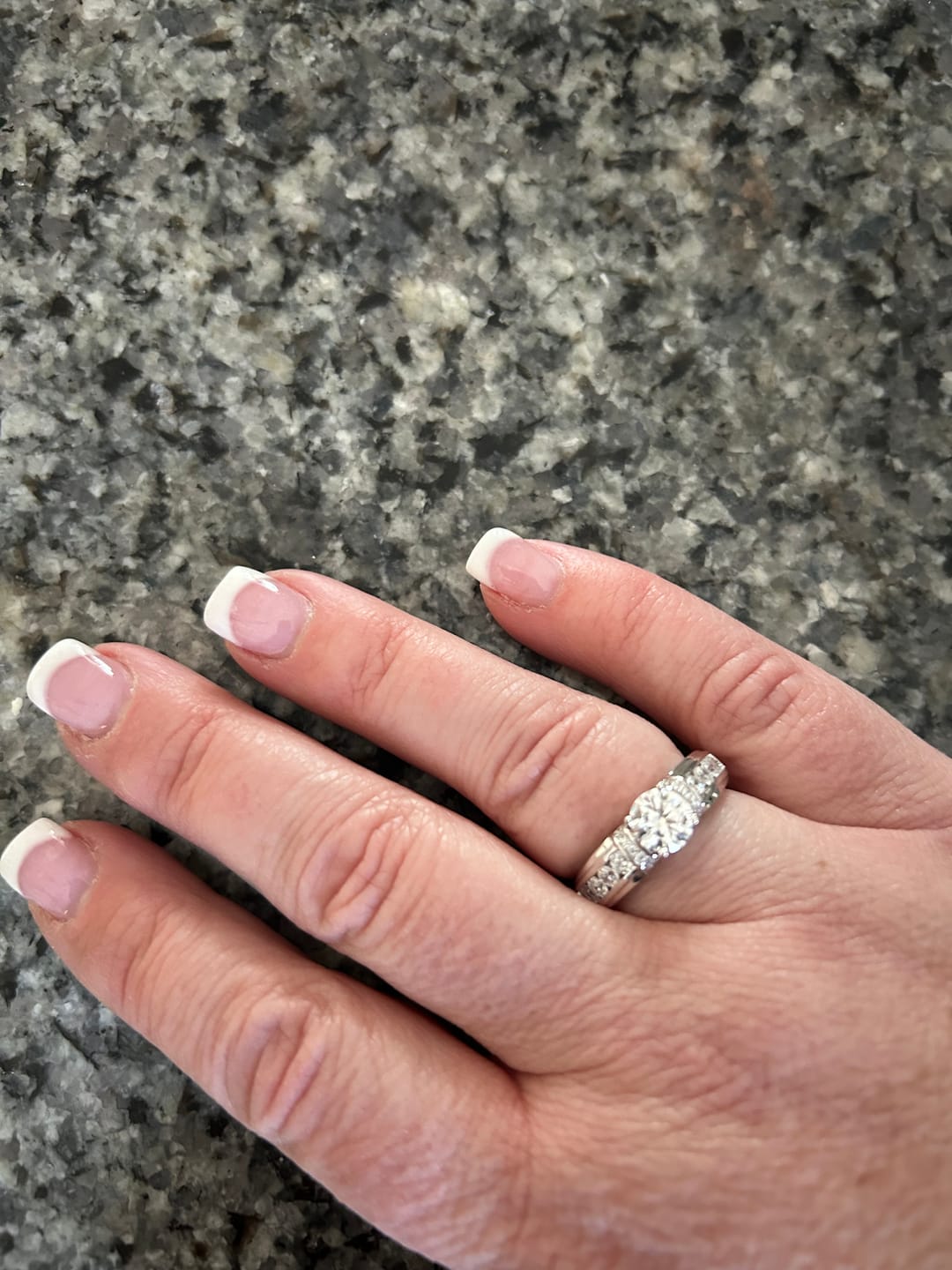 Customer photo review of Moissanite With Channel Set Sapphire Accents Engagement Ring