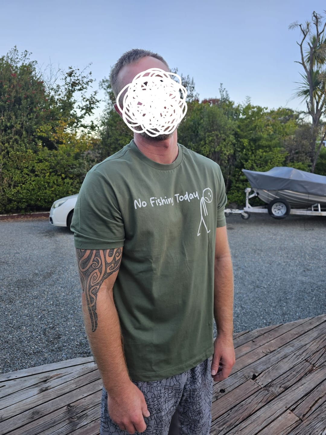 Customer photo review of No Fishing Today T-Shirt