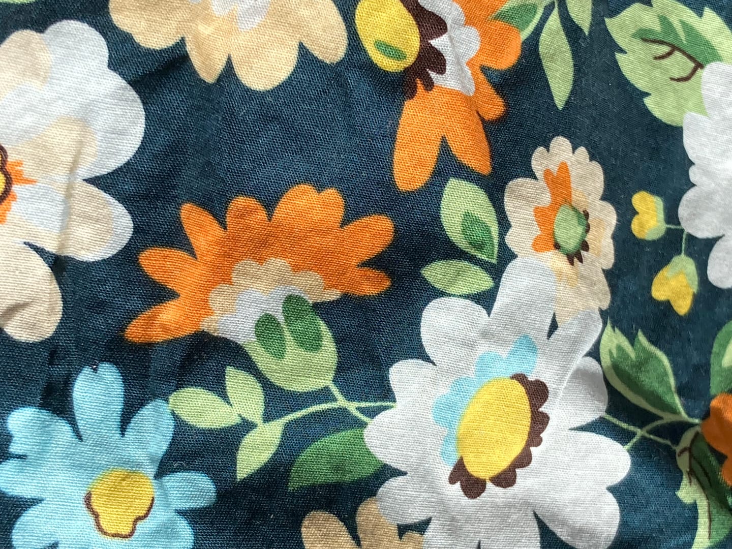 Customer photo review of Blue, Orange and White Floral Cotton Poplin Fabric