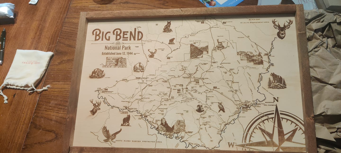 Customer photo review of Choose Any National Park Topographic Map Sign | Laser Engraved & Framed Wall Art