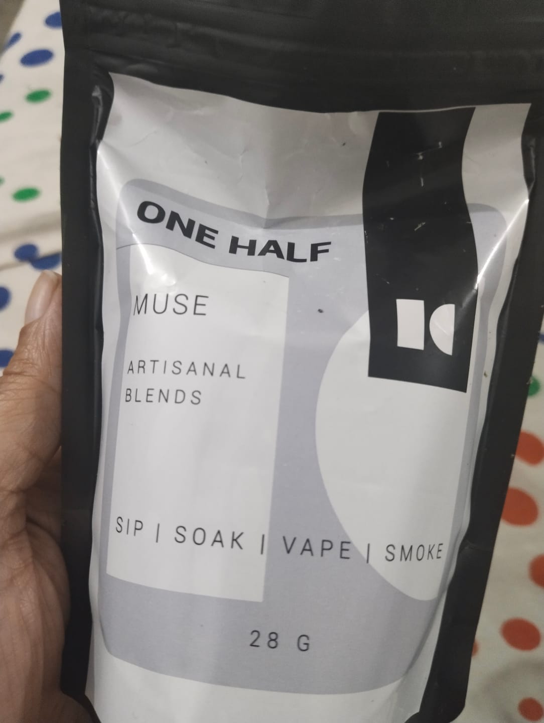 Customer photo review of One Half- Muse 28gm Pouch | Herbal Smoking Blend