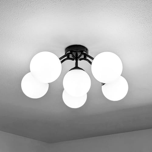 Customer photo review of Bloom Brass Frosted Glass Bubble Semi Flush Chandelier