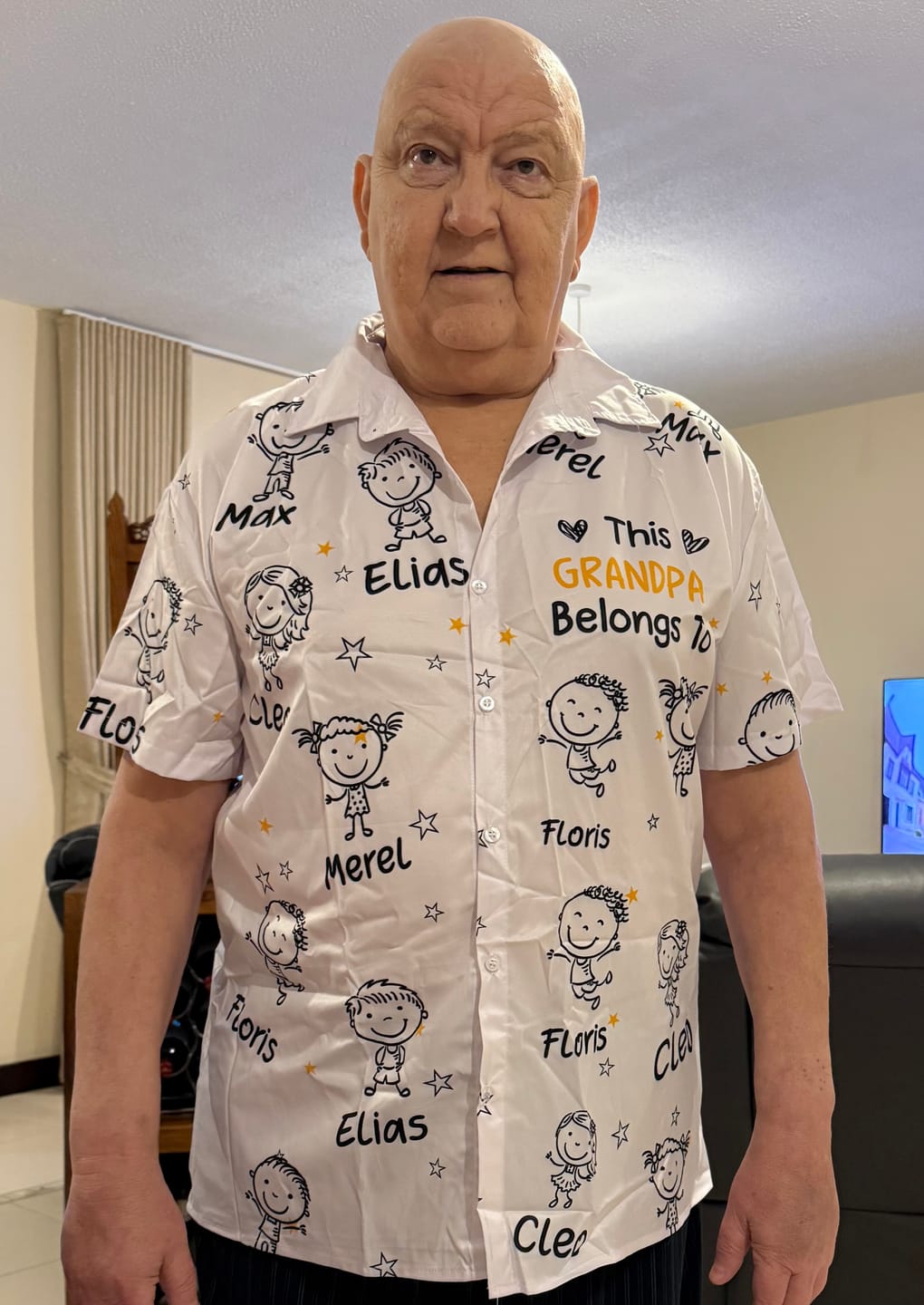 Customer photo review of Personalized Hawaiian Shirt- This Grandpa Belongs To Doodle