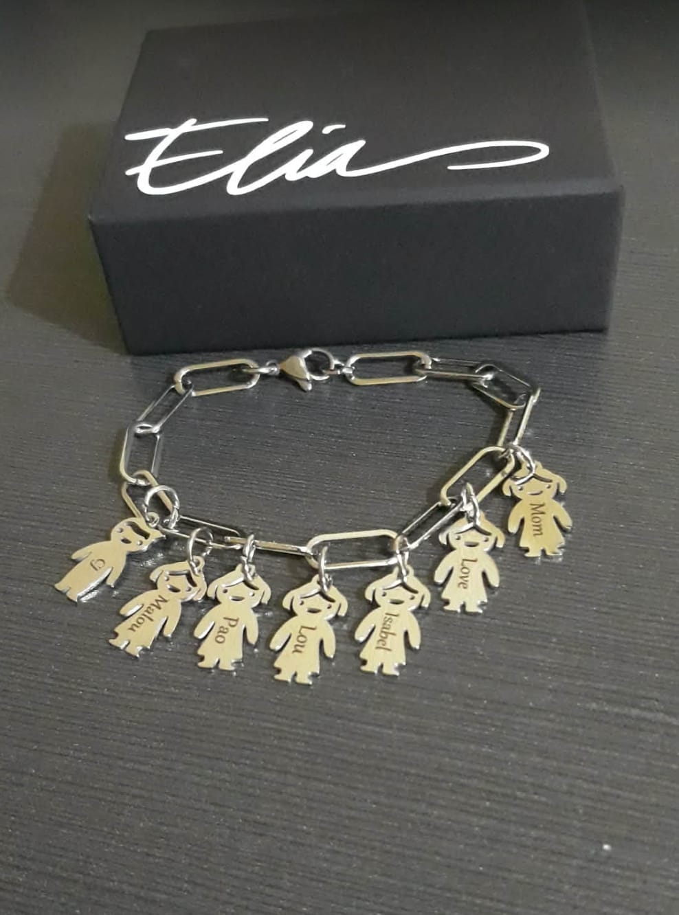 Customer photo review of Name Engraved Family Charm Necklace