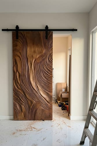 Customer photo review of Sculptural Sliding Door With Wave Design For Interior