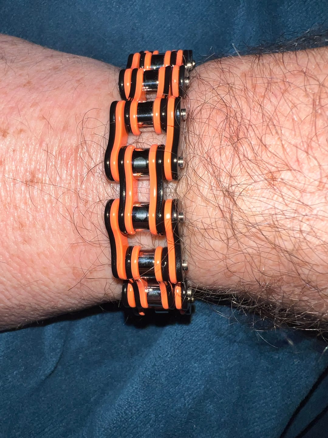 Customer photo review of Cycolinks Punk Orange Mens Bike Chain Bracelet