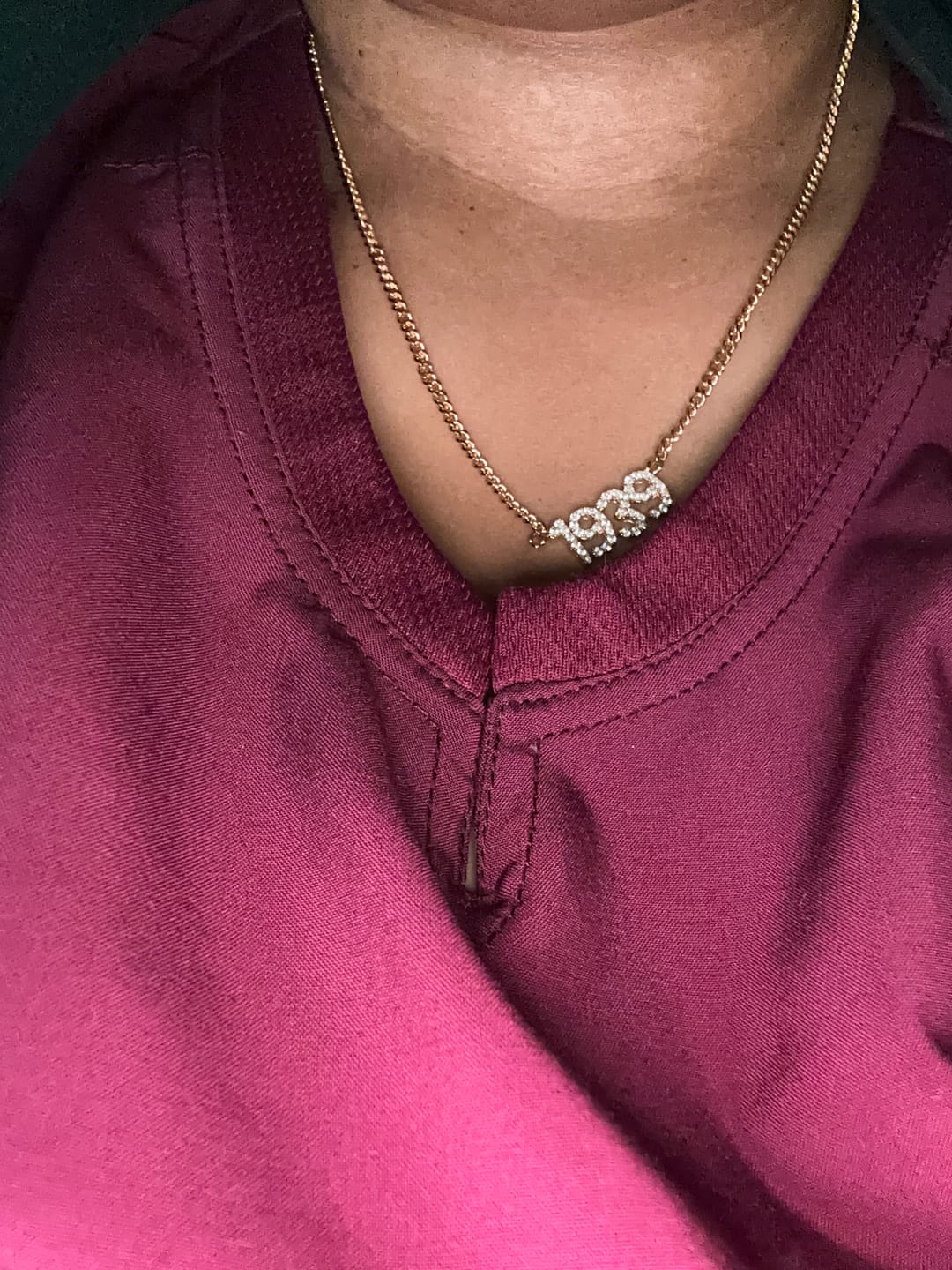 Customer photo review of Initial Date Charm Necklace
