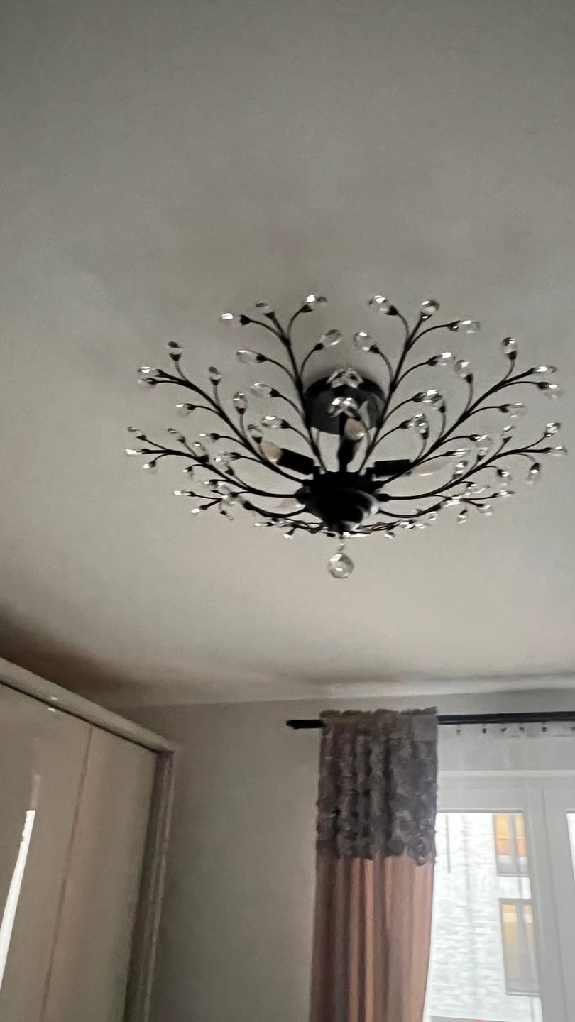 Customer photo review of Art Deco Vintage 5-Light Flower Basket Crystal Semi Flush Mount Ceiling Light