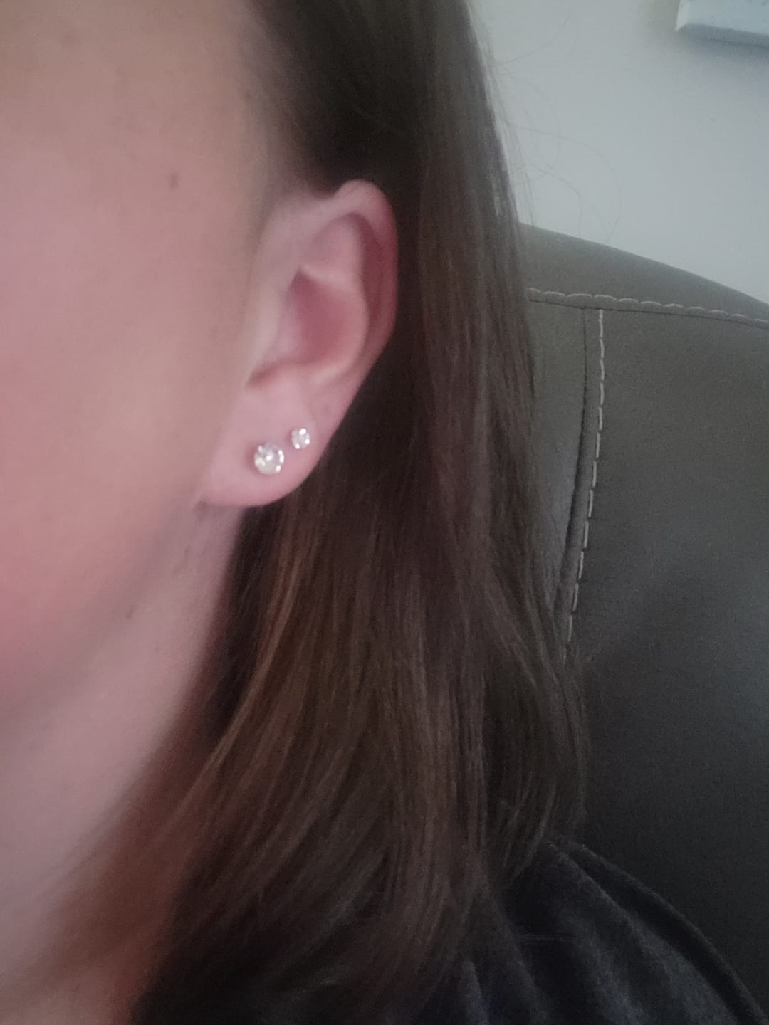 Customer photo review of Petite Faux Diamond Studs