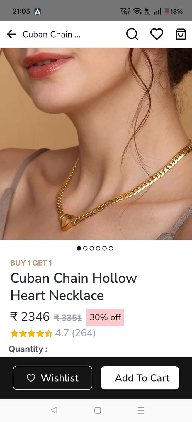Customer photo review of Cuban Chain Hollow Heart Necklace