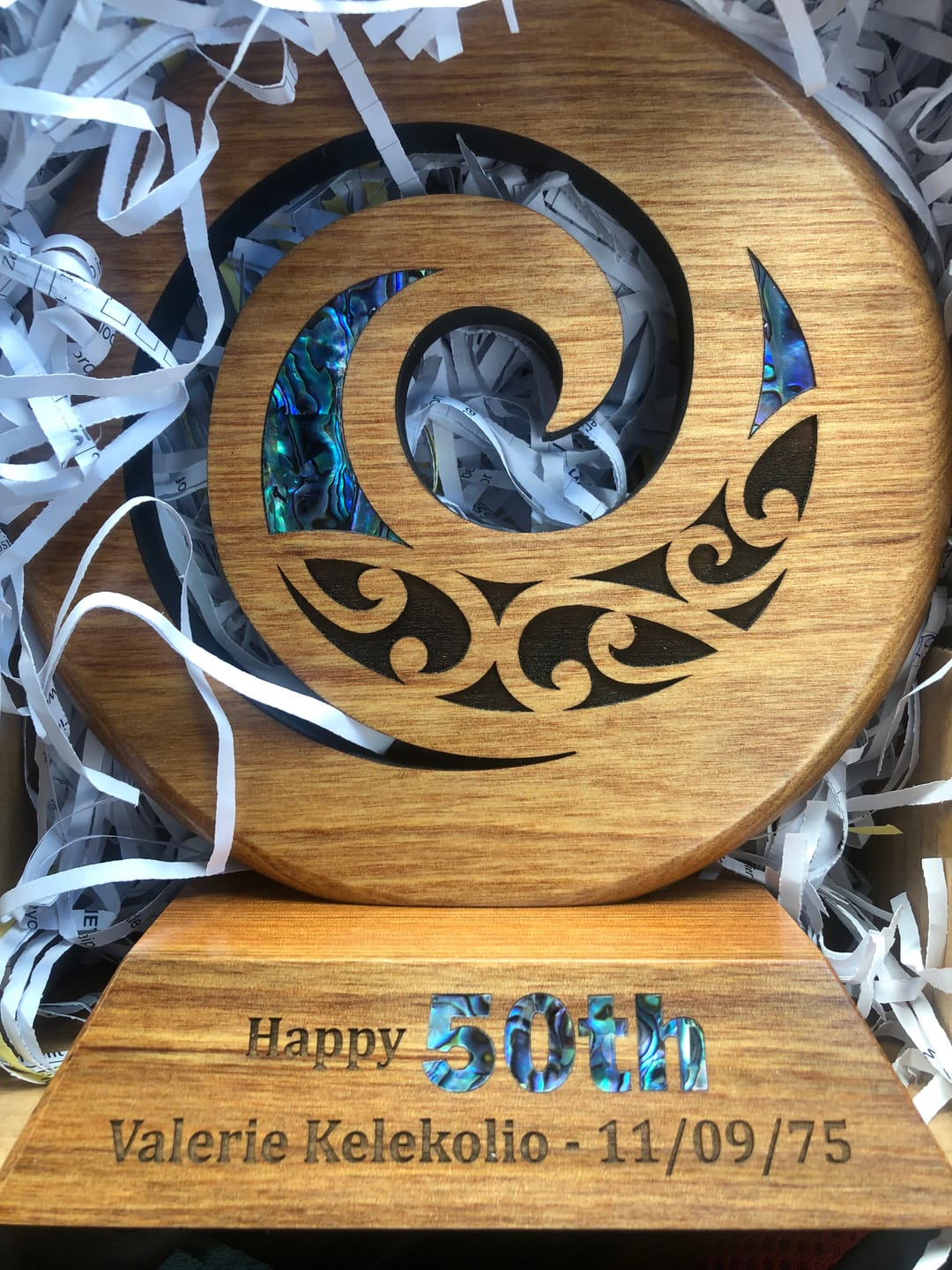 Customer photo review of Maori Koru Trophy on Large Engravable Stand