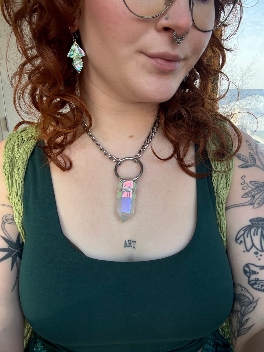 Customer photo review of Holographic Angel Aura Quartz Necklace
