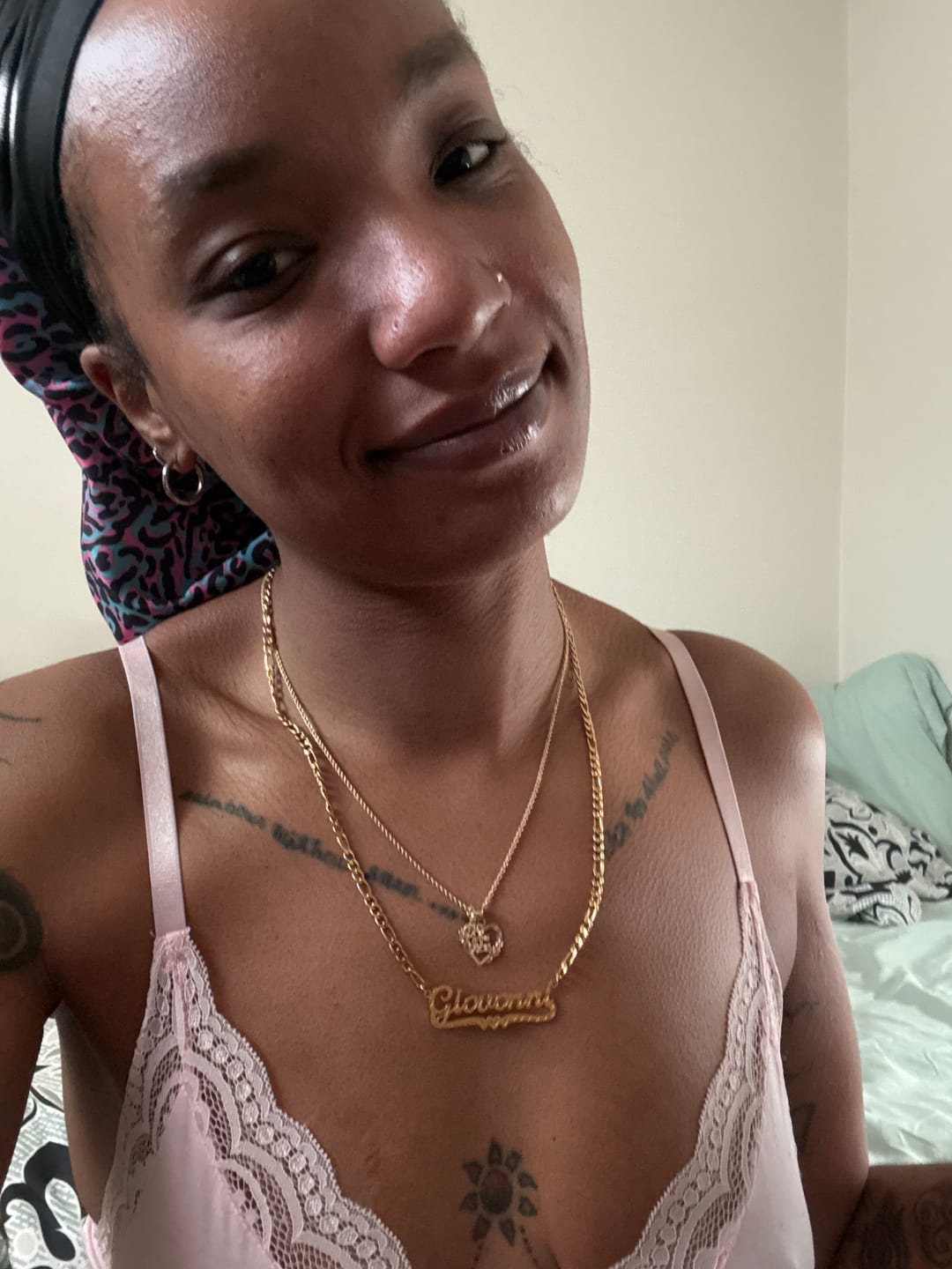 Customer photo review of Gothic Two Letter Necklace