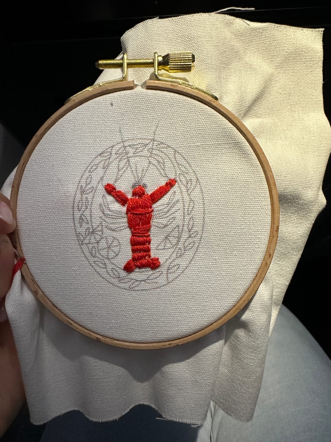 Customer photo review of Lobster Embroidery Kit