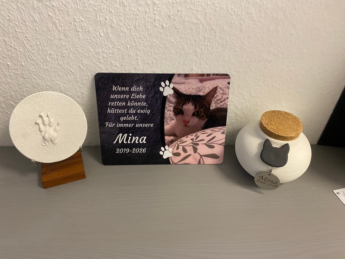 Customer photo review of Katzen Gedenktafel mit Foto & Spruch (UV- & Wetterfest)
