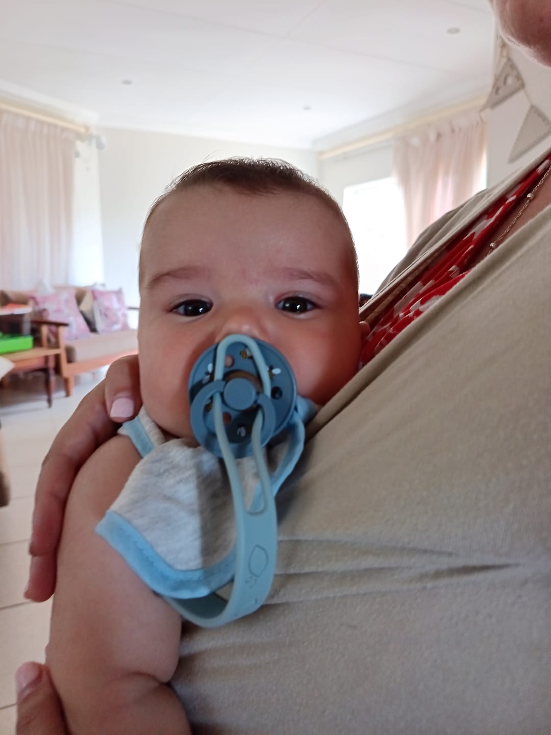 Customer photo review of BIBS Studio Bumblebee Friends Pacifiers / Dummies - Petrol