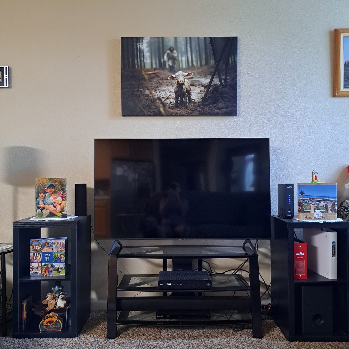 Customer photo review of Jesus Running After a Lost Lamb, Jesus and Lamb Picture, Wall Art Canvas