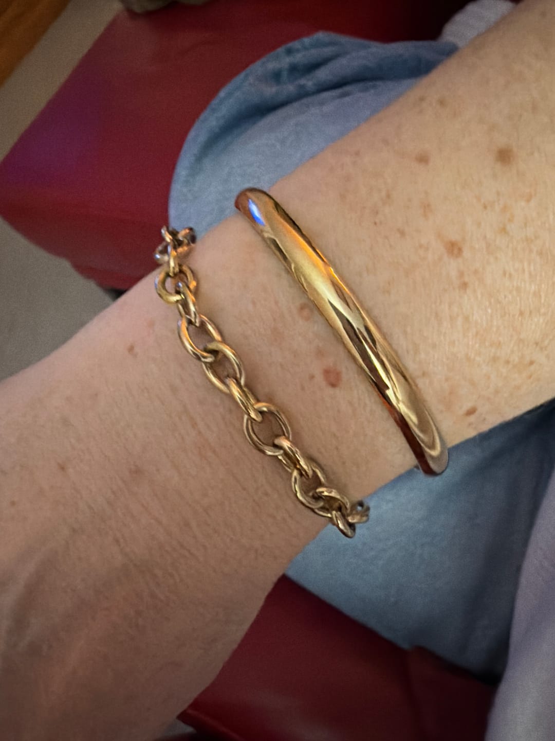 Customer photo review of Classic Chunky Gold Bangle