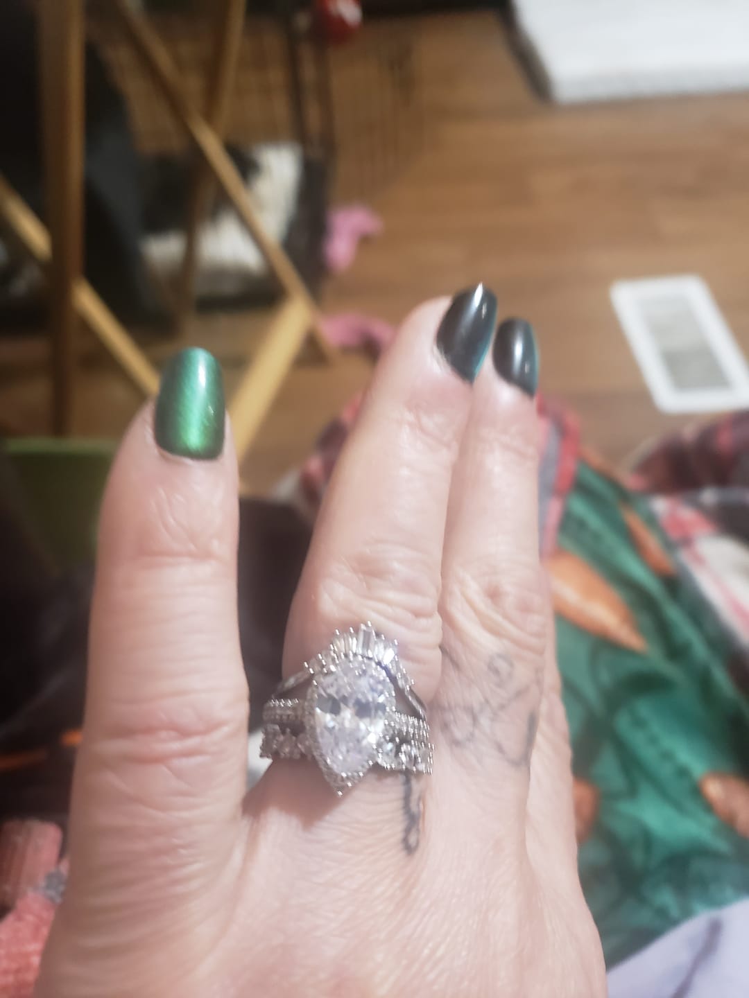 Customer photo review of FREE Today: 3PC Pear Cut Cubic Zircon Bridal Wedding Ring Set