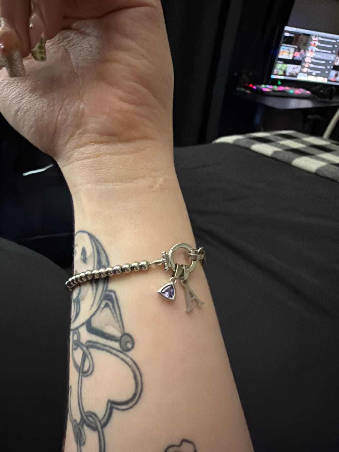 Customer photo review of Initial Birthstone w/ Beaded Bracelet