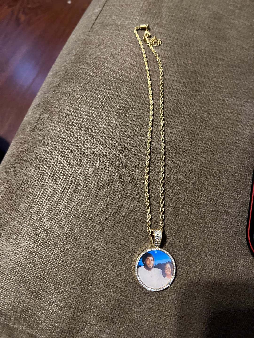 Customer photo review of Kids Iced Photo Pendant w/ Rope Chain