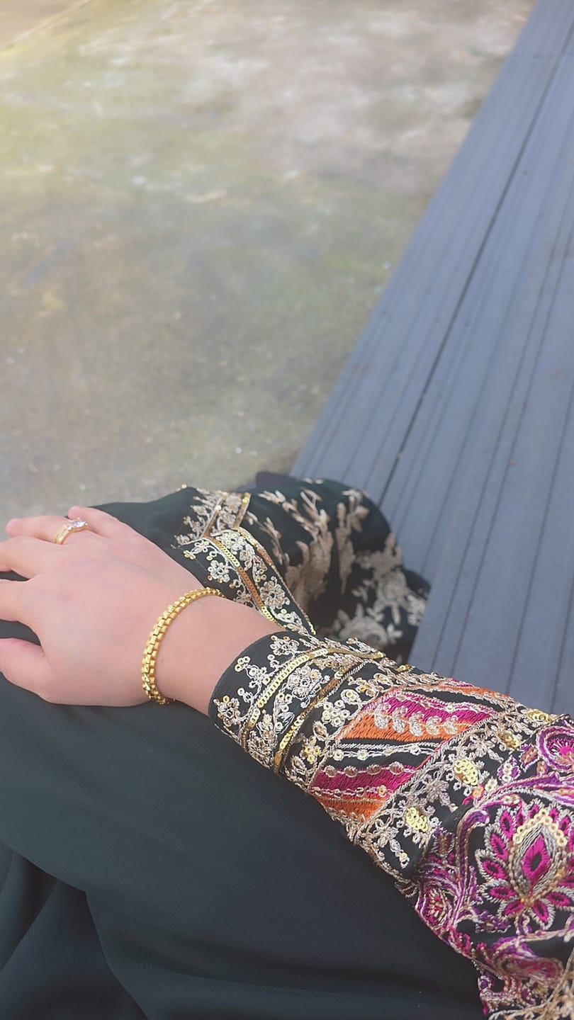 Customer photo review of Eid Outfit - Chiffon Outfit with Chiffon Dupatta and Plazzo - Ready to Wear - MC261 - Emerald Green