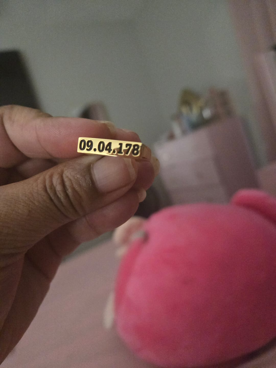 Customer photo review of Engraved Name Ring