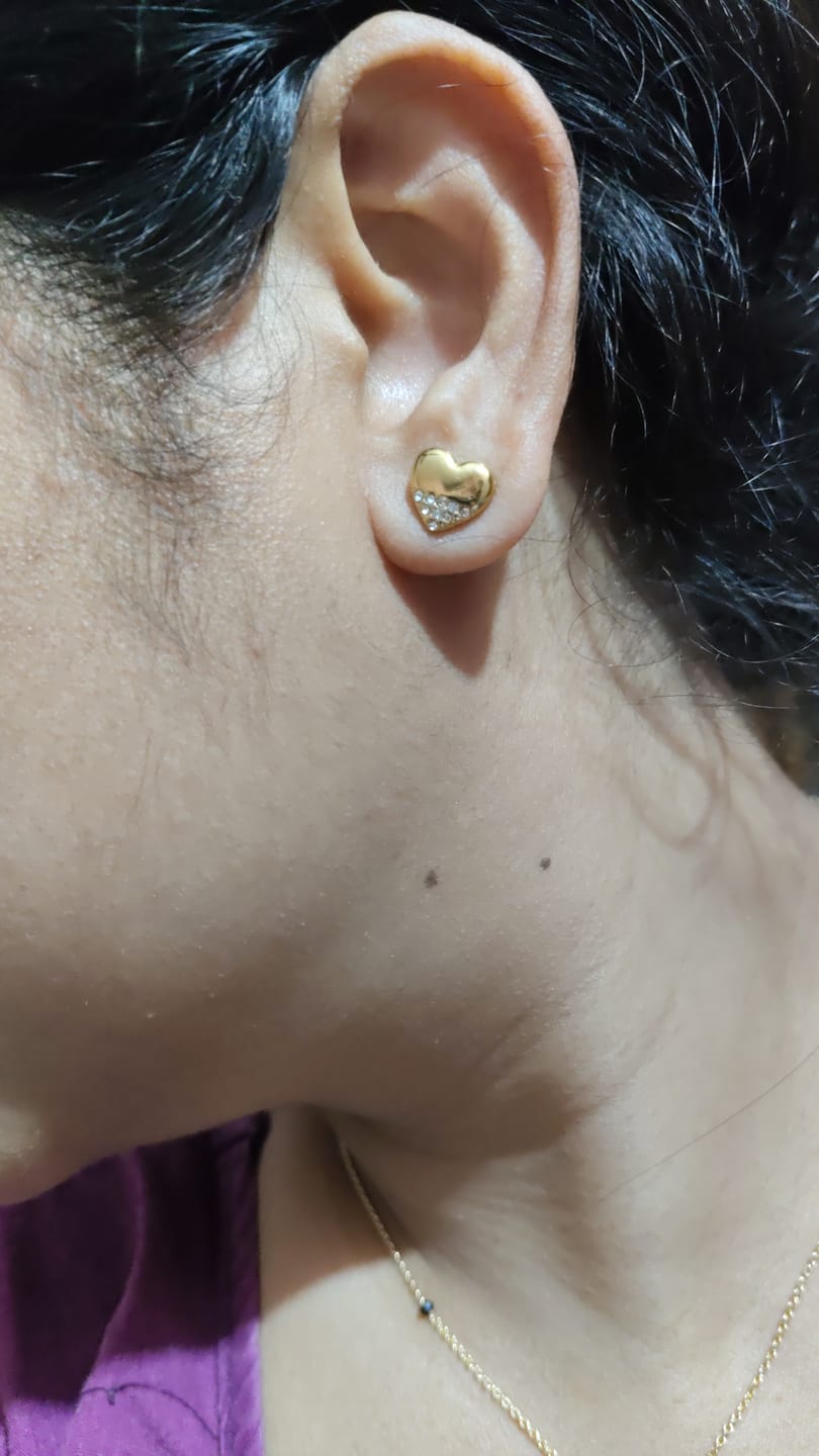 Customer photo review of Stone-studded Heart Earrings