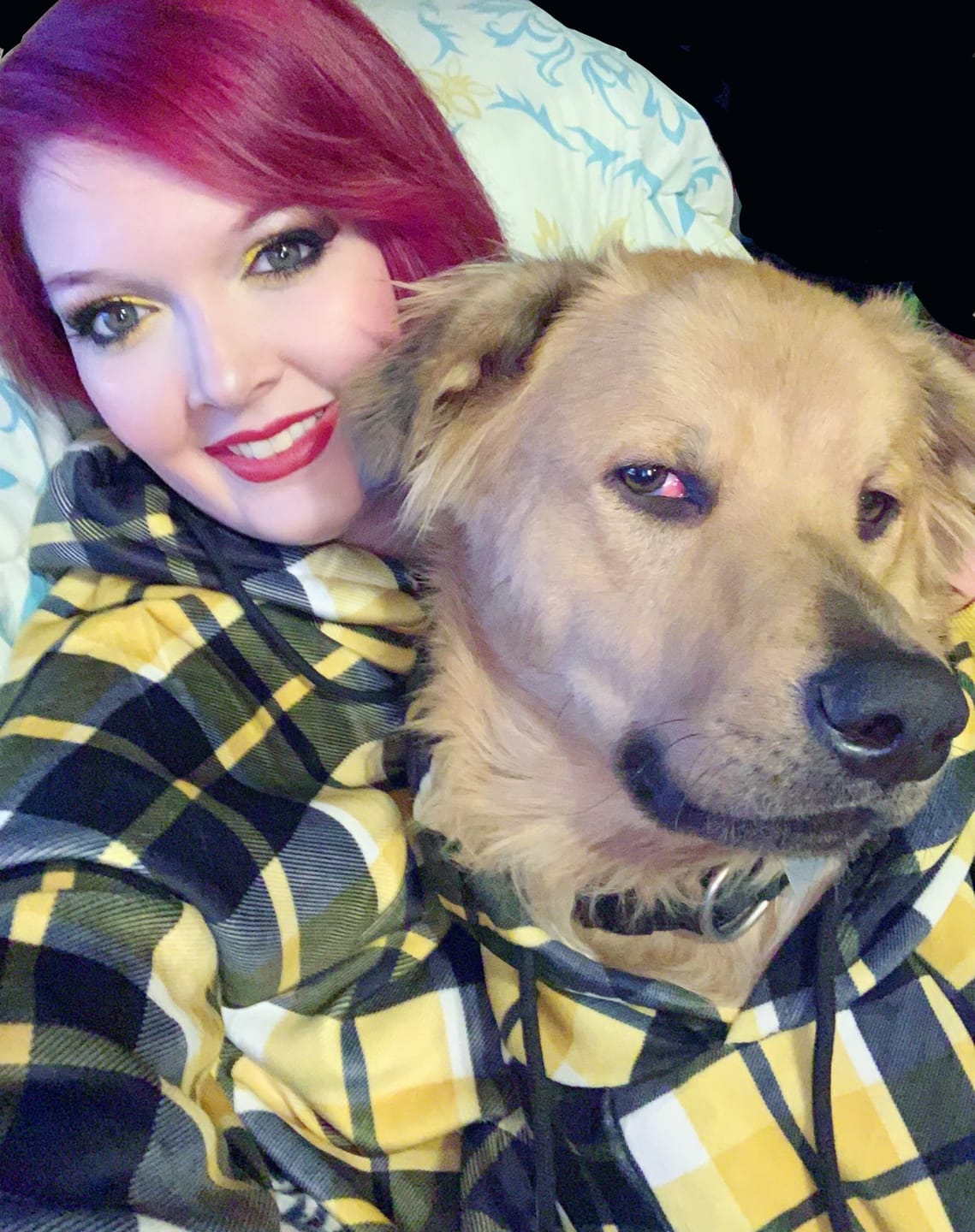 Customer photo review of Yellow Plaid Human Hoodie