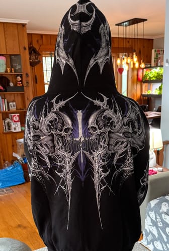 Customer photo review of Death Blight Oversized Zip-Up Hoodie [HOLLOW PURPLE]