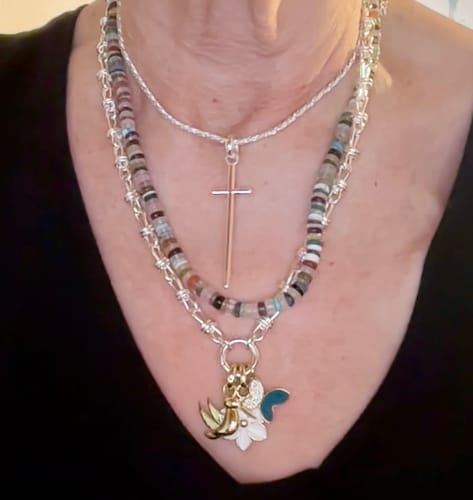 Customer photo review of Rhinestone Teal Butterfly Charm