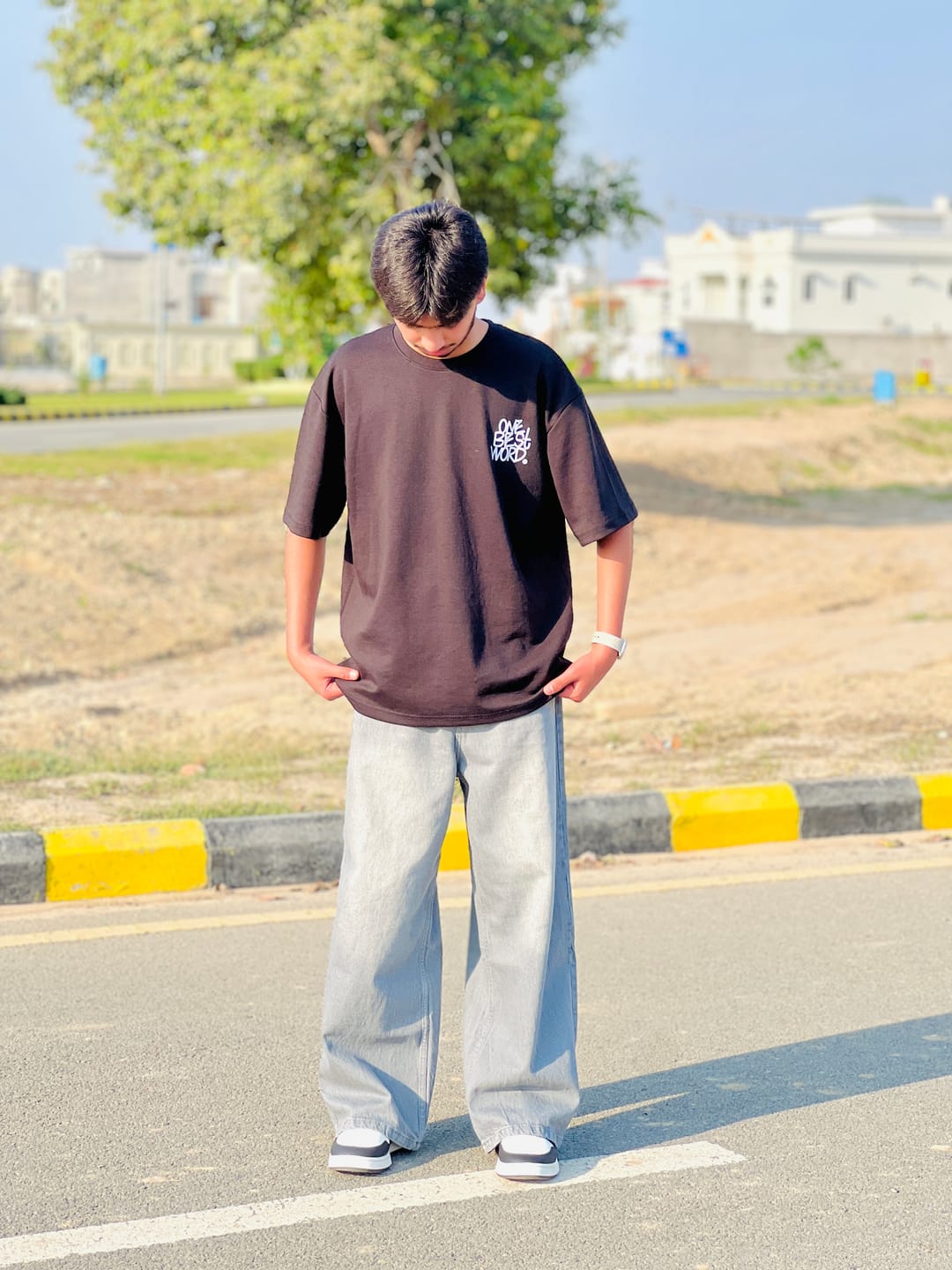 Customer photo review of Overcast Grey Denim - Loose fit - UNISEX