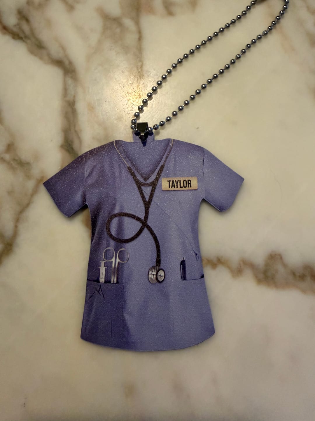 Customer photo review of Personalized Nurse Scrubs - Gift for Nurse Ornament