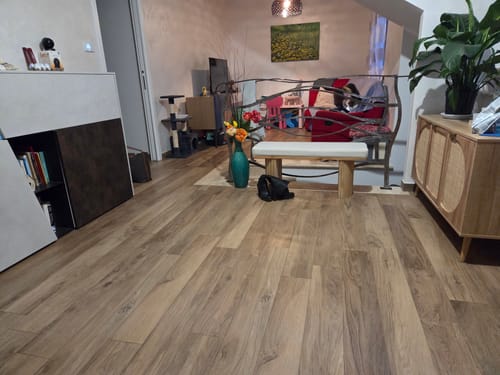 Customer photo review of PIREUS - Banc en bois massif et velours beige