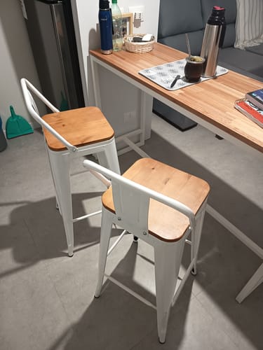 Customer photo review of Set X2 Juego Taburete Banqueta Tolix Metal Asiento Madera