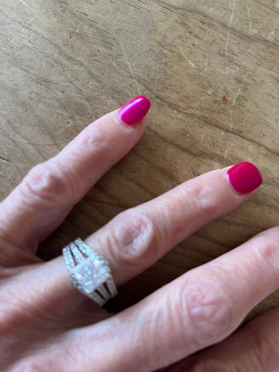 Customer photo review of S925 2.0Ct Princess Cut Insert 2PC Wedding Ring Set In Sterling Silver Engagement Ring with Enhancer Band