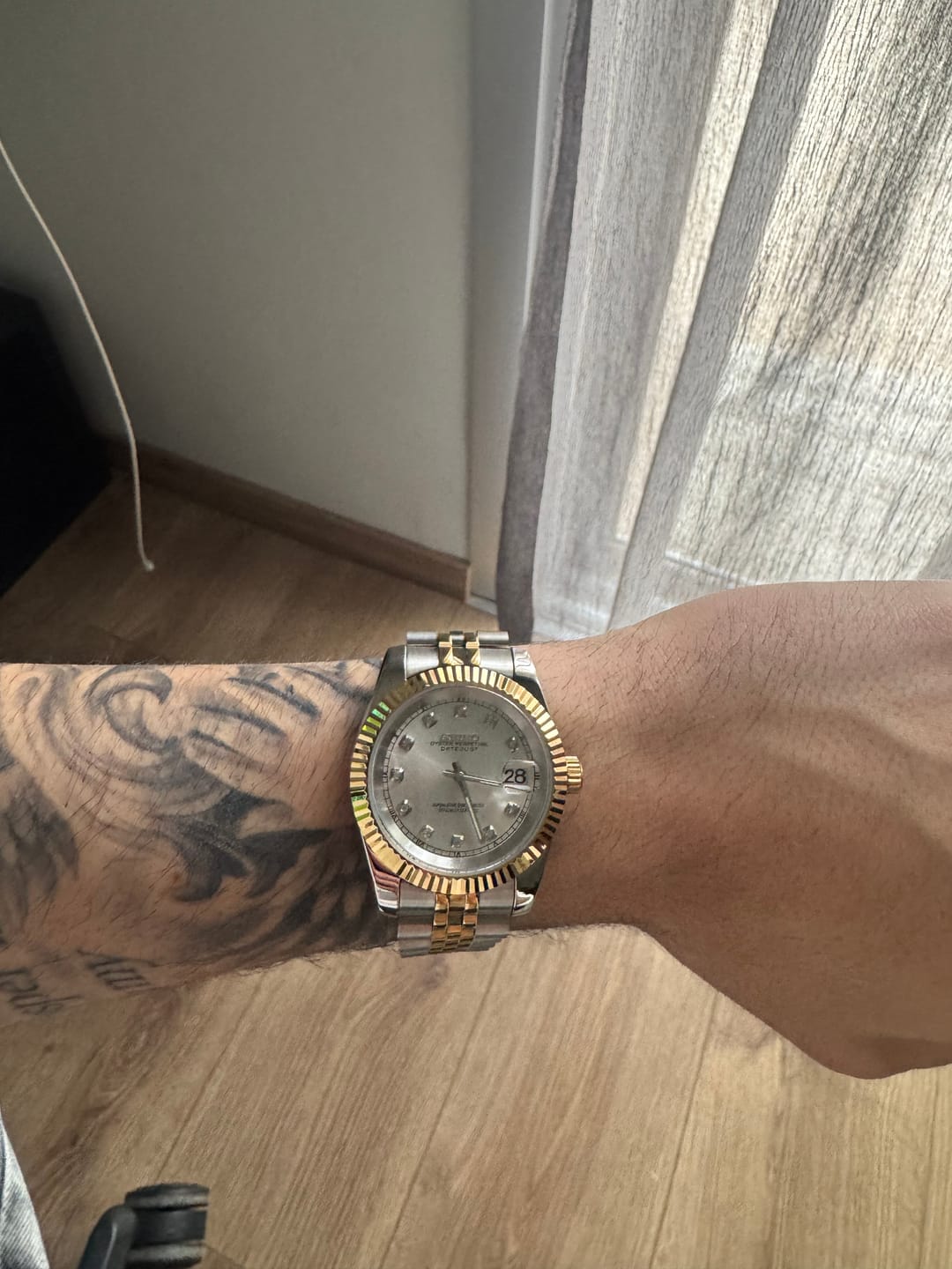 Customer photo review of Custom Seiko with Whie Pearl Gem Dial