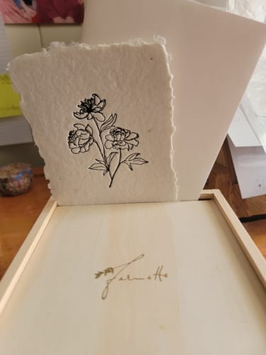 Customer photo review of peony stems note card