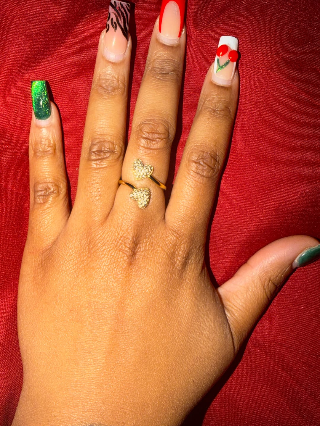 Customer photo review of Open Iced Heart Ring