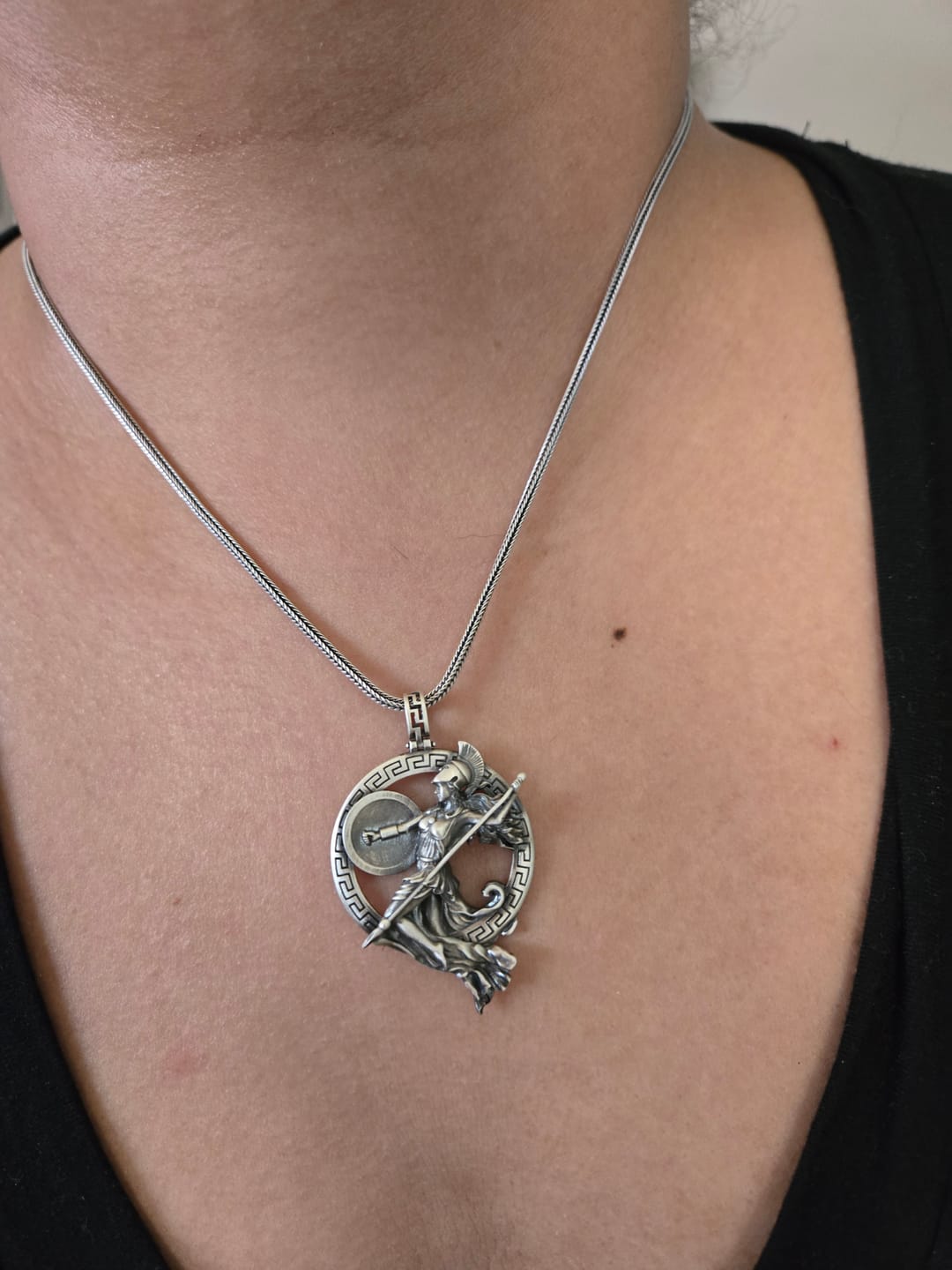 Customer photo review of Greek Athena Pendant Necklace