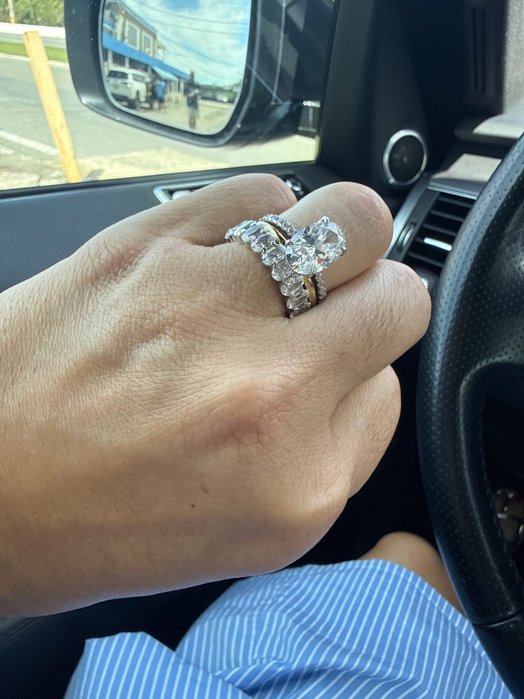 Customer photo review of S925 3PC 4.0Ct Oval Cut Wedding Ring Set Travel Ring For Her With Two Classic Wedding Bands
