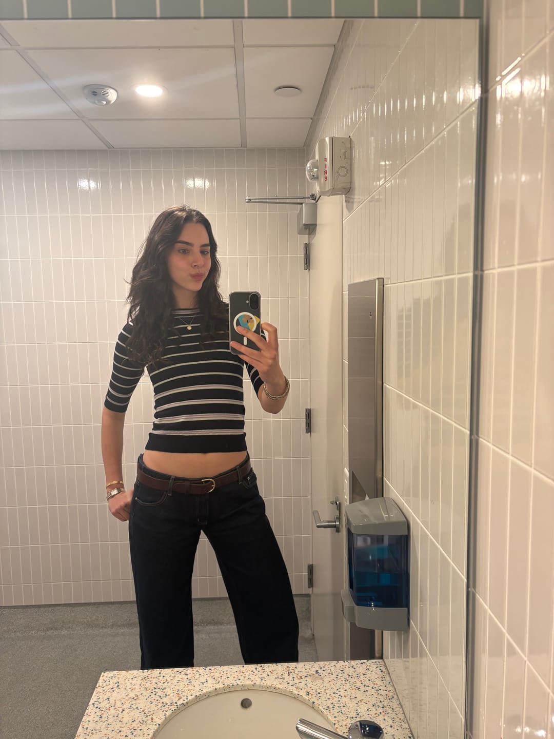 Customer photo review of Dark Blue: Cinch Waist Stallion Jeans