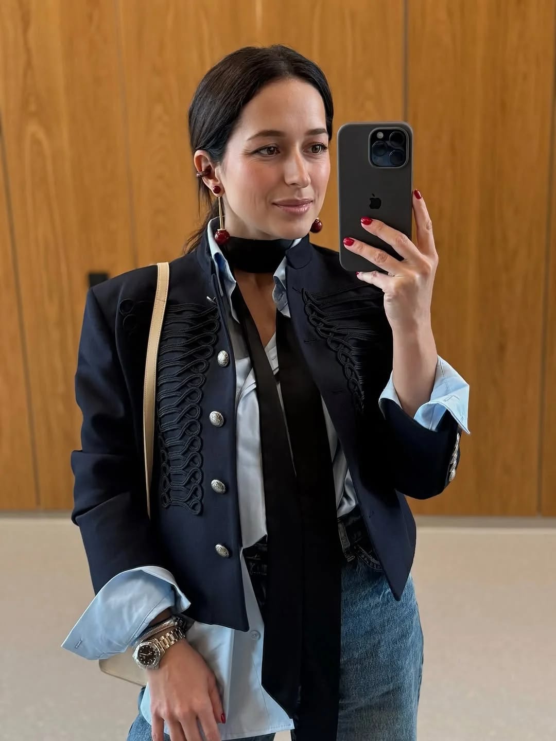 Customer photo review of Nadya Stand Collar Napoleon Jacket