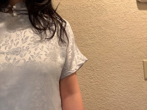 Customer photo review of Hui Zi 灰紫 Dusty Lilac 1930s Daily Satin Qipao