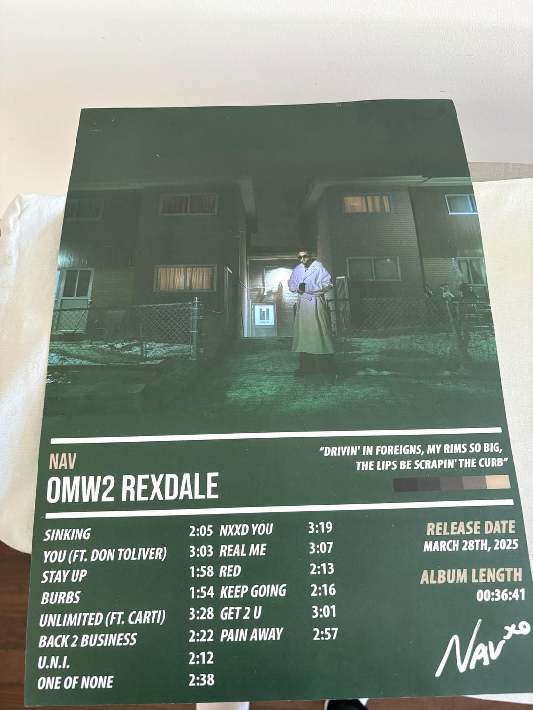 Customer photo review of Nav - OMW2 REXDALE | ALBUM POSTER