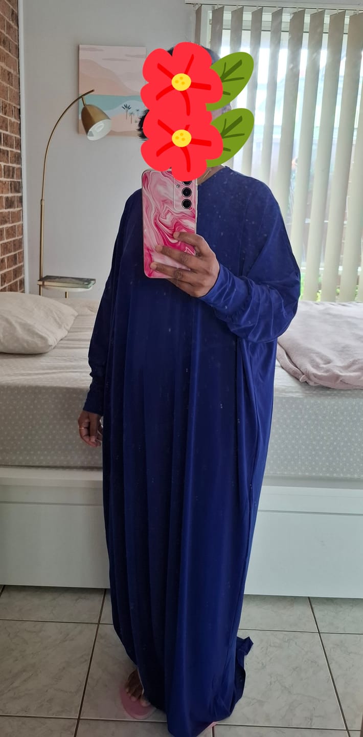 Customer photo review of Royal Blue Bat Sleeve Abayas